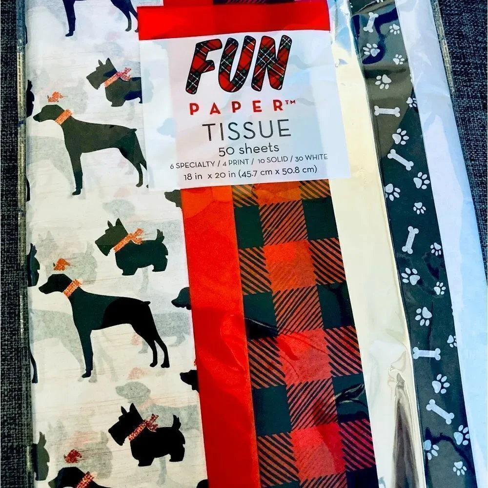 NWT Christmas Dog Specialty Print Holiday Tissue Paper
